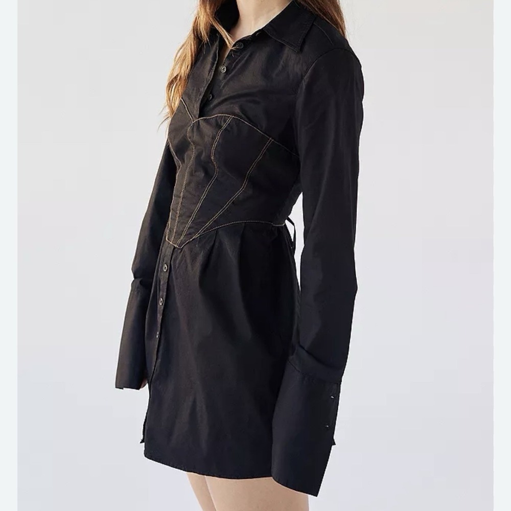 Urban Outfitters Coastal Cowgirl Shirt Dress Corset Whimsigoth Indie Black Large